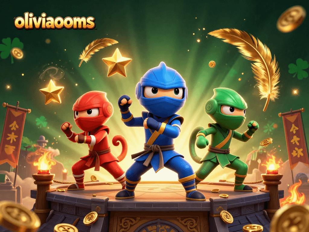 Engage with oliviaooms as 3D chameleons perform martial arts in a vibrant casino scene.