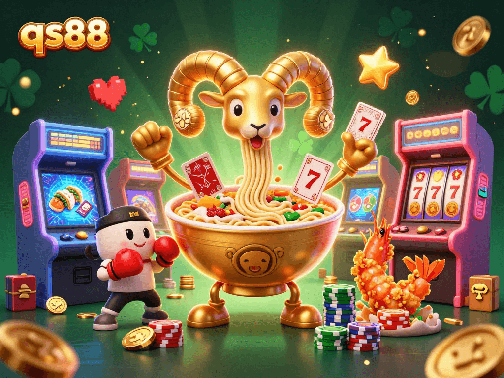Experience thrilling gameplay with qs88 as dynamic characters deal winning cards and stack casino chips.