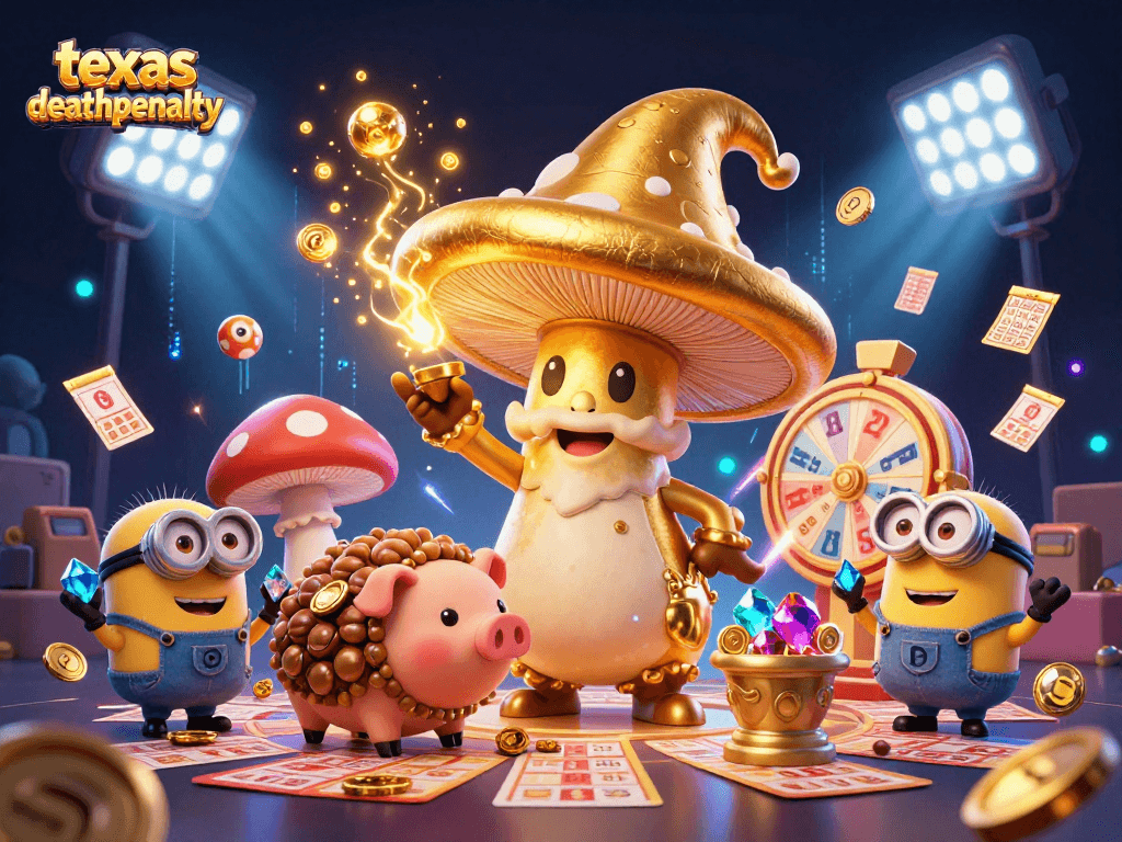 Watch the magic unfold with the golden mushroom wizard and truffle pig in the texasdeathpenalty lottery scene.