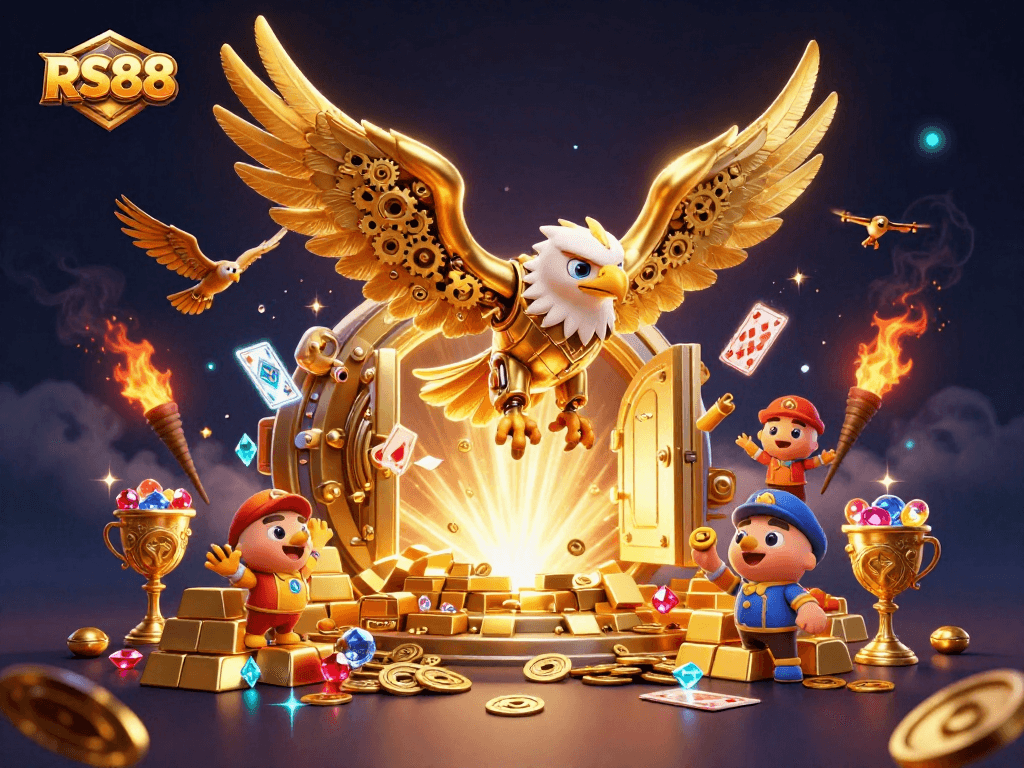Engage with RS88's thrilling gaming experience featuring a dynamic 3D casino scene.