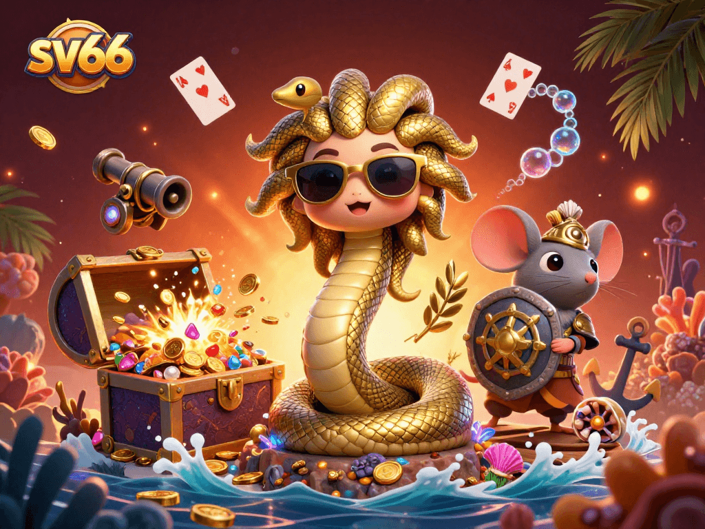 Experience thrilling moments at sv66 with a dynamic casino-themed illustration showcasing gaming excitement.