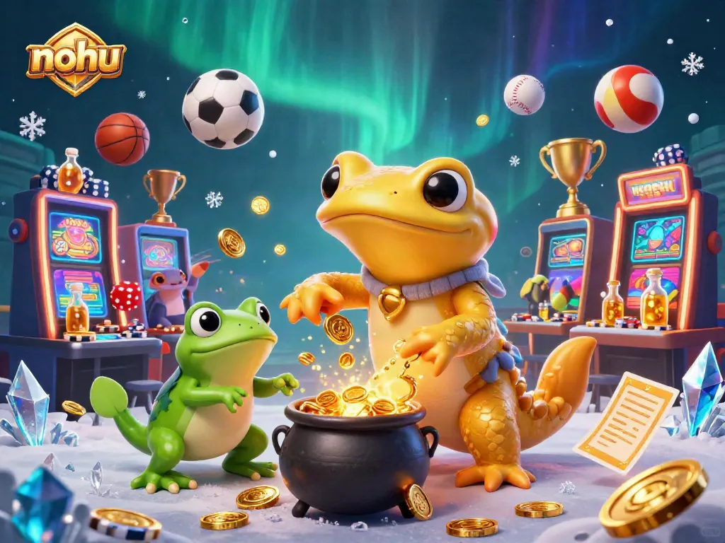 Experience thrilling moments with nohu's dynamic gaming scene featuring a golden salamander alchemist and vibrant casino elements.