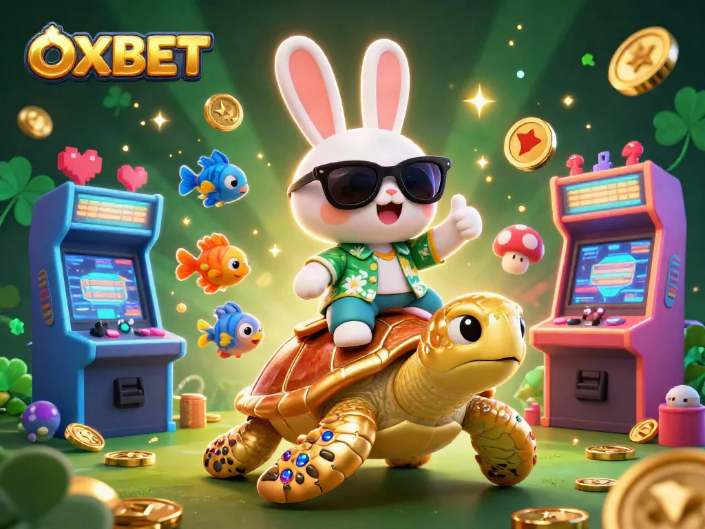 Experience OXBET's vibrant gaming scene filled with exciting casino elements and colorful characters.