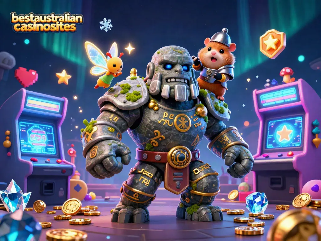 Join the fun at bestaustraliancasinosites with colorful 3D Bitcoin casino games illustration.