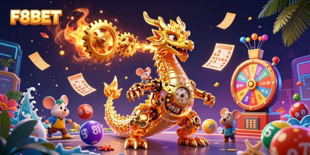 Experience thrilling gameplay at F8BET with a dynamic dragon and vibrant gaming elements