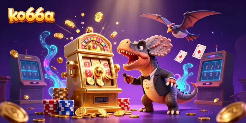 Engaging scene of ko66a's pachycephalosaurus winning a jackpot, highlighting casino excitement.