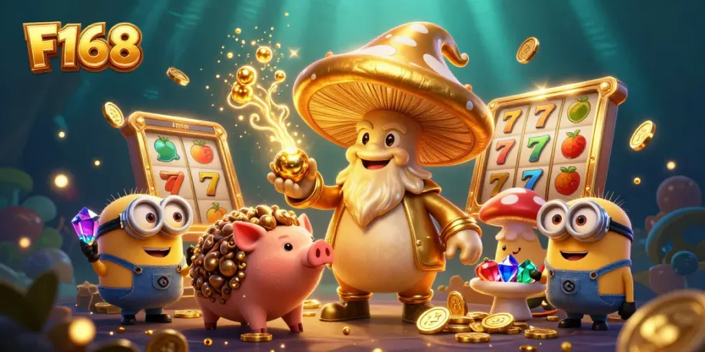 Spin the F168 slot reels and unveil golden treasures with an enchanted wizard and adventure-ready companions.