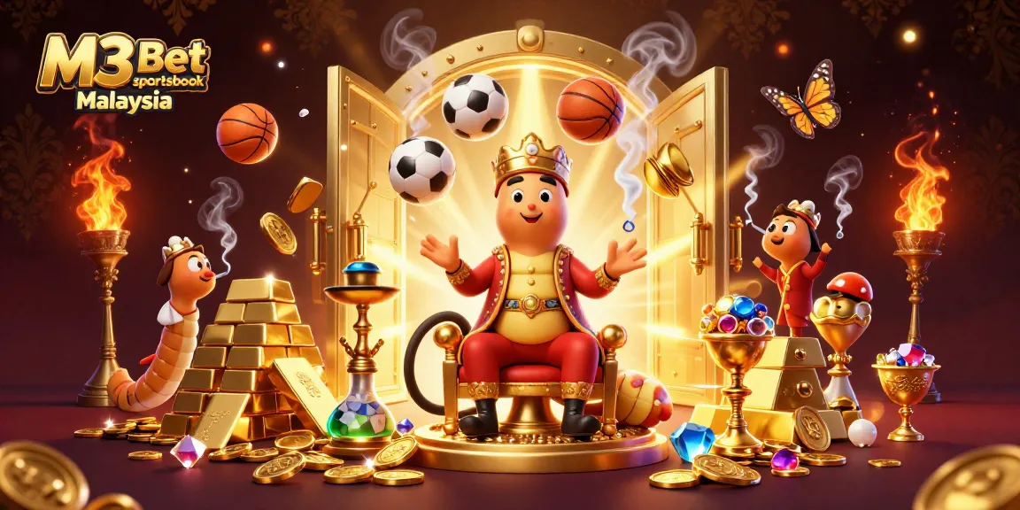 Engage with M3 Bet sportsbook Malaysia's vibrant sports betting experience depicted in a rich digital illustration.