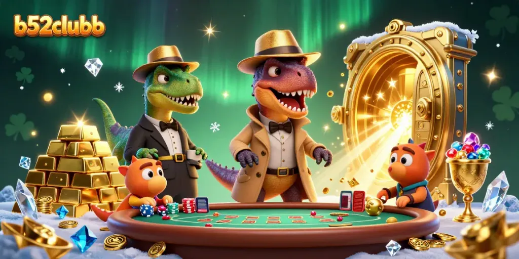 Engage with b52clubb as a velociraptor card counter sneaks at blackjack, treasures glimmer all around.