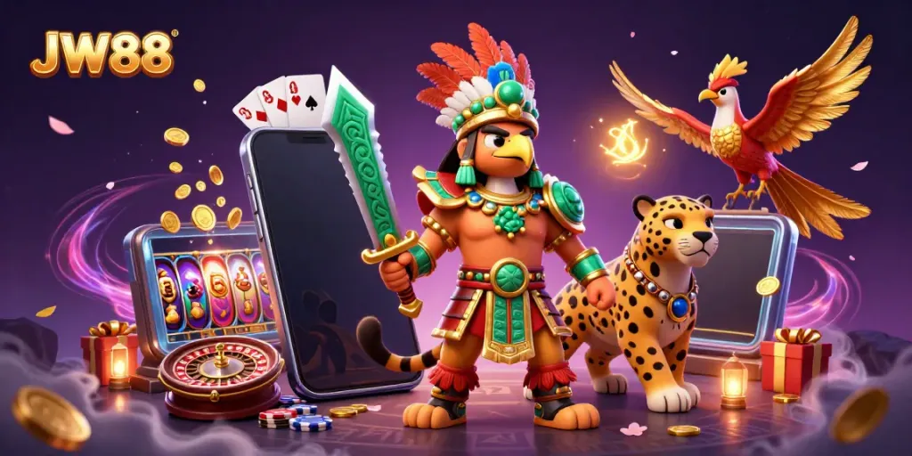 Experience the excitement at JW88 with vibrant gaming elements and epic characters.