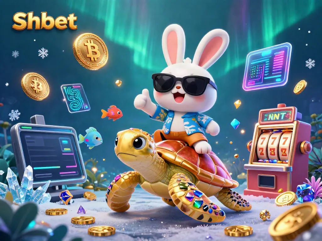 Experience exciting shbet gaming with a lucky rabbit and golden turtle in vibrant underwater casino.