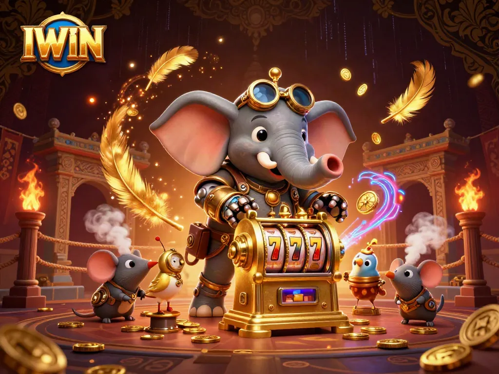 Spin the IWIN slot machine with steampunk characters, colorful symbols, and dazzling effects.