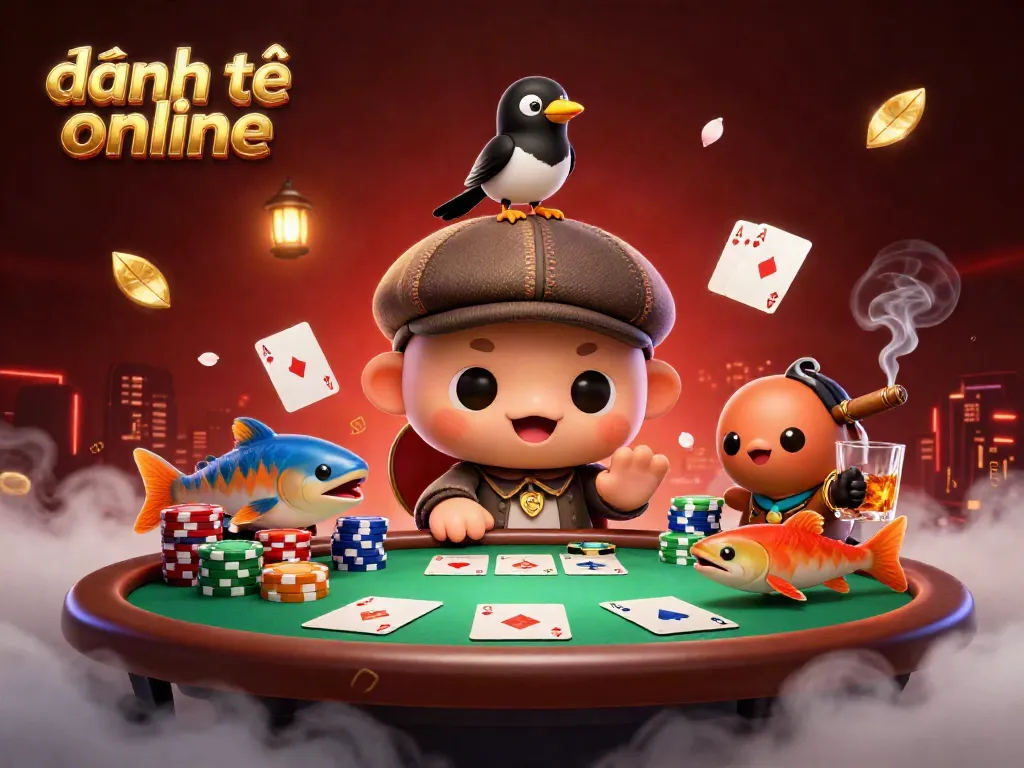 Experience the excitement of đánh đề online with vibrant characters and casino elements in this 3D illustration.