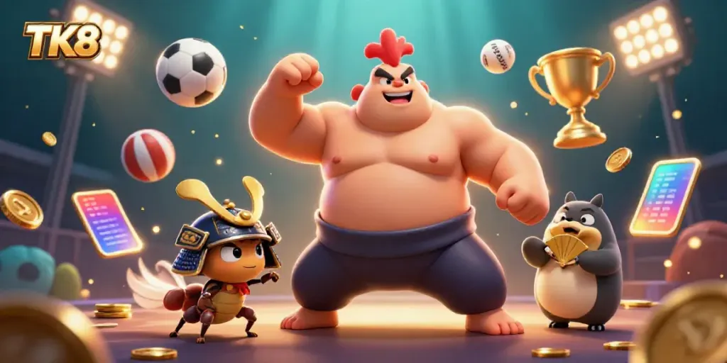 Engage in thrilling action at TK88 casino with vibrant characters and dynamic gaming elements.