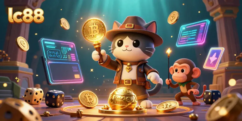 Engage in exciting gameplay with lc88, as shown through the illustrated discovery of an ancient casino artifact.