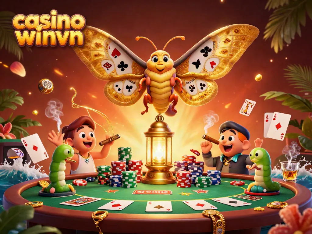 Experience vibrant gameplay with casino winvn showcased through a golden atlas moth illuminated in an exciting gaming scene.