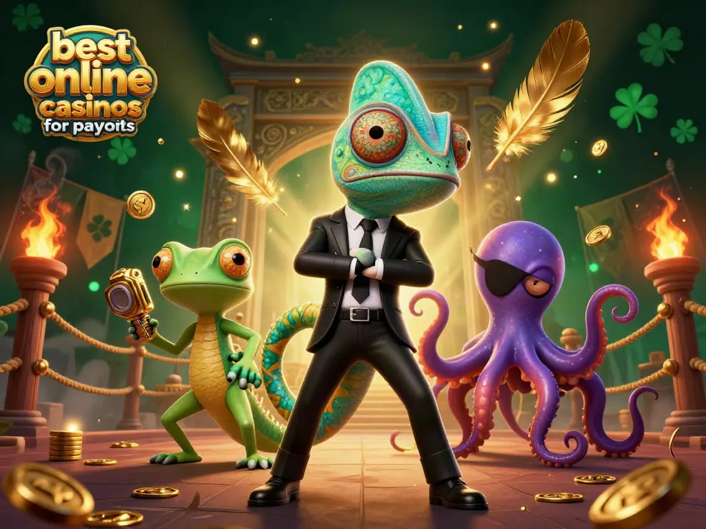 Engage with the best online casinos for payouts featuring vibrant characters in a dynamic casino scene.