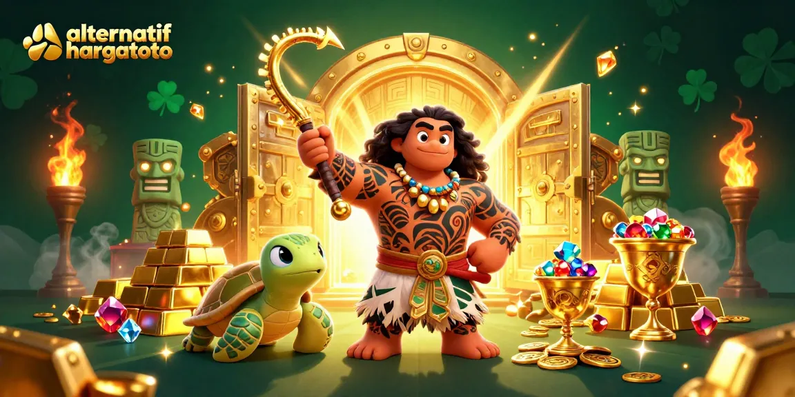 Experience seamless gameplay with alternatif hargatoto, featuring vibrant characters and treasures in a colorful casino scene.