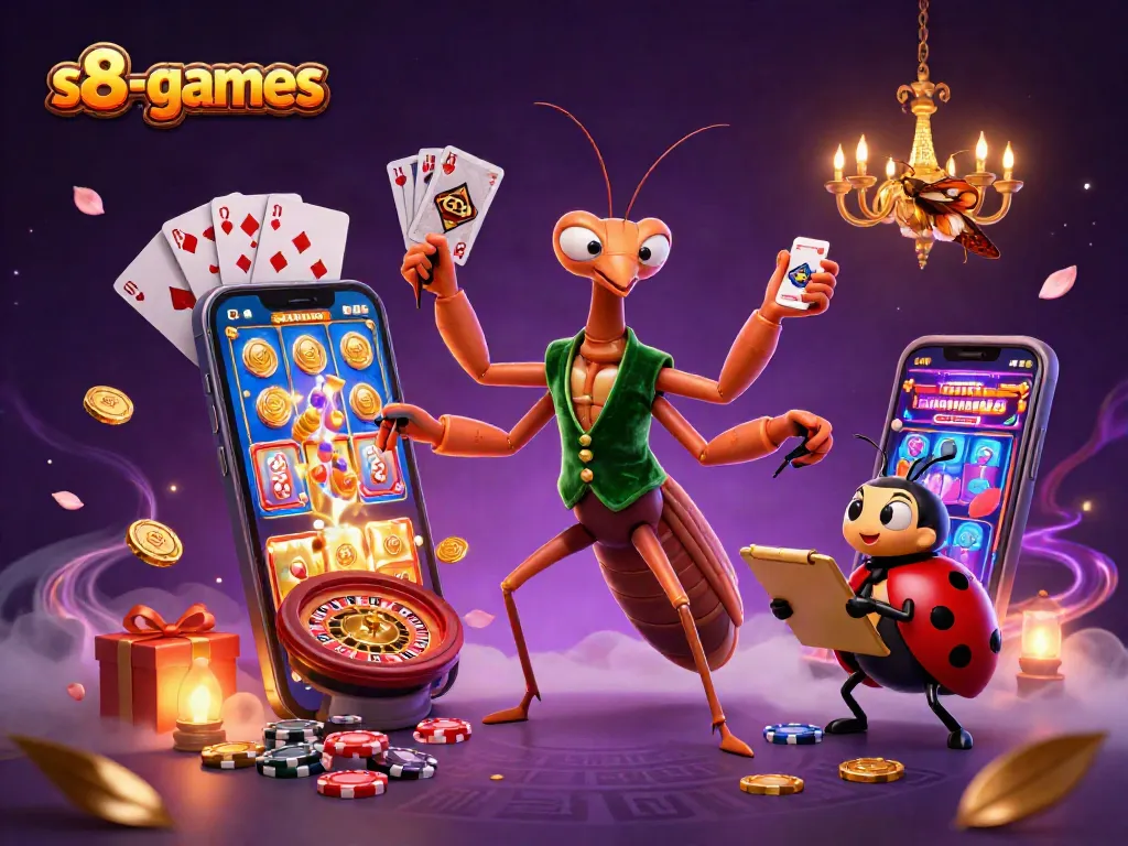 Experience thrilling s8-games action with a dynamic casino scene featuring unique characters and vibrant elements.