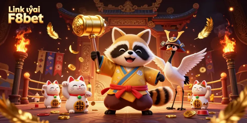Engage with the thrilling atmosphere of gambling at Link vào F8bet, featuring cheerful characters and vibrant game elements.