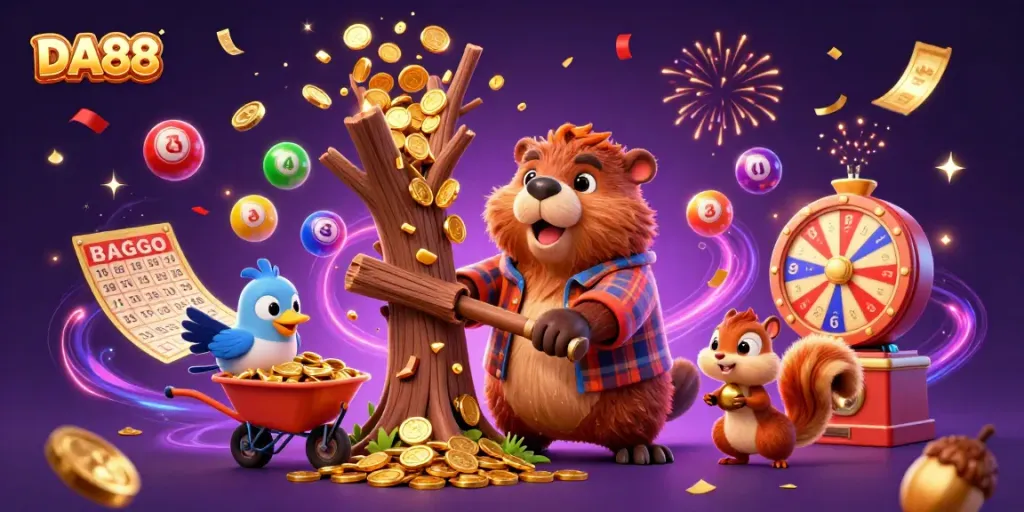 Experience excitement at DA88 with golden coins raining down as players enjoy the games and prizes.